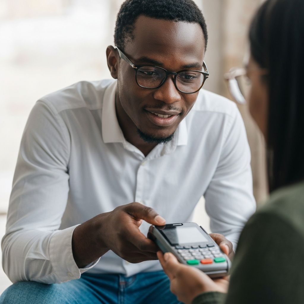 African entrepreneur accepting payment